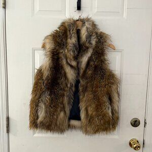 Imposter Signature Cool Mob-Wife Festival BoHo Faux-Fur Vest Sz xs